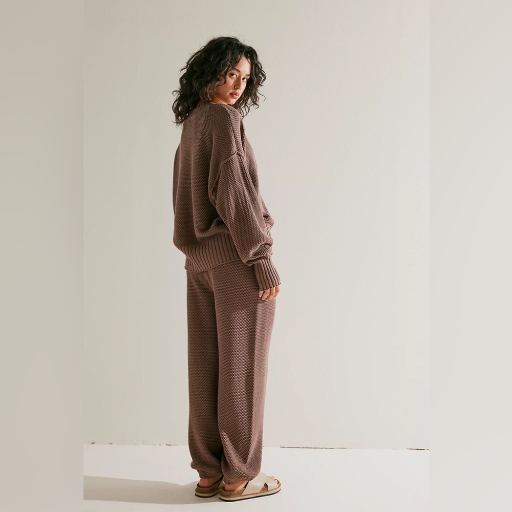 FP Beach by Free People Hailee Cardi Sweater Brown Gulf Cocoa TOP ONLY - Picture 3 of 7